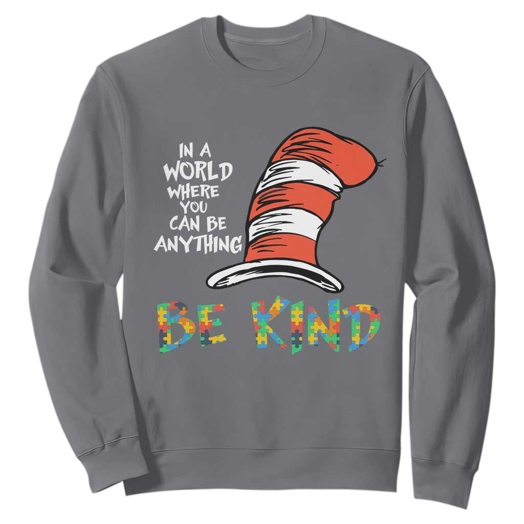 Autism Support Sweatshirt Why Fit In When You Were Born To Stand Out Cat In Hat