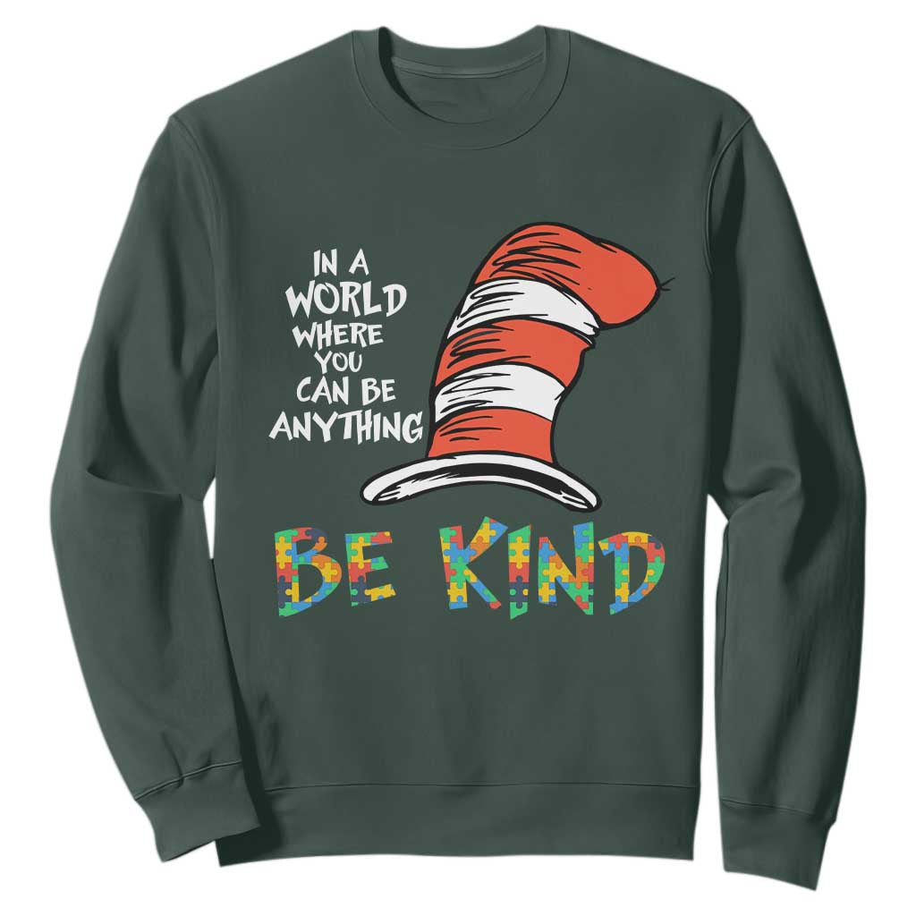 Autism Support Sweatshirt Why Fit In When You Were Born To Stand Out Cat In Hat