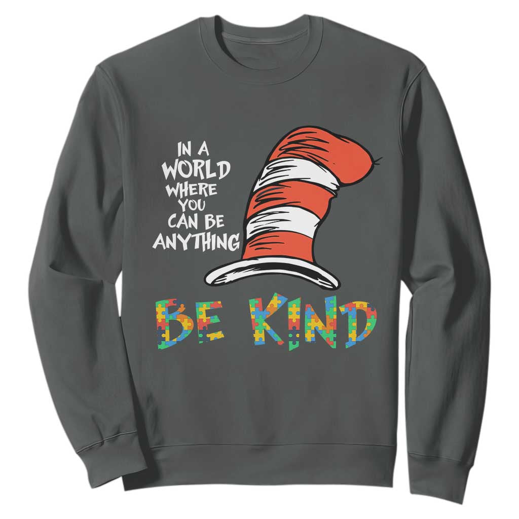 Autism Support Sweatshirt Why Fit In When You Were Born To Stand Out Cat In Hat