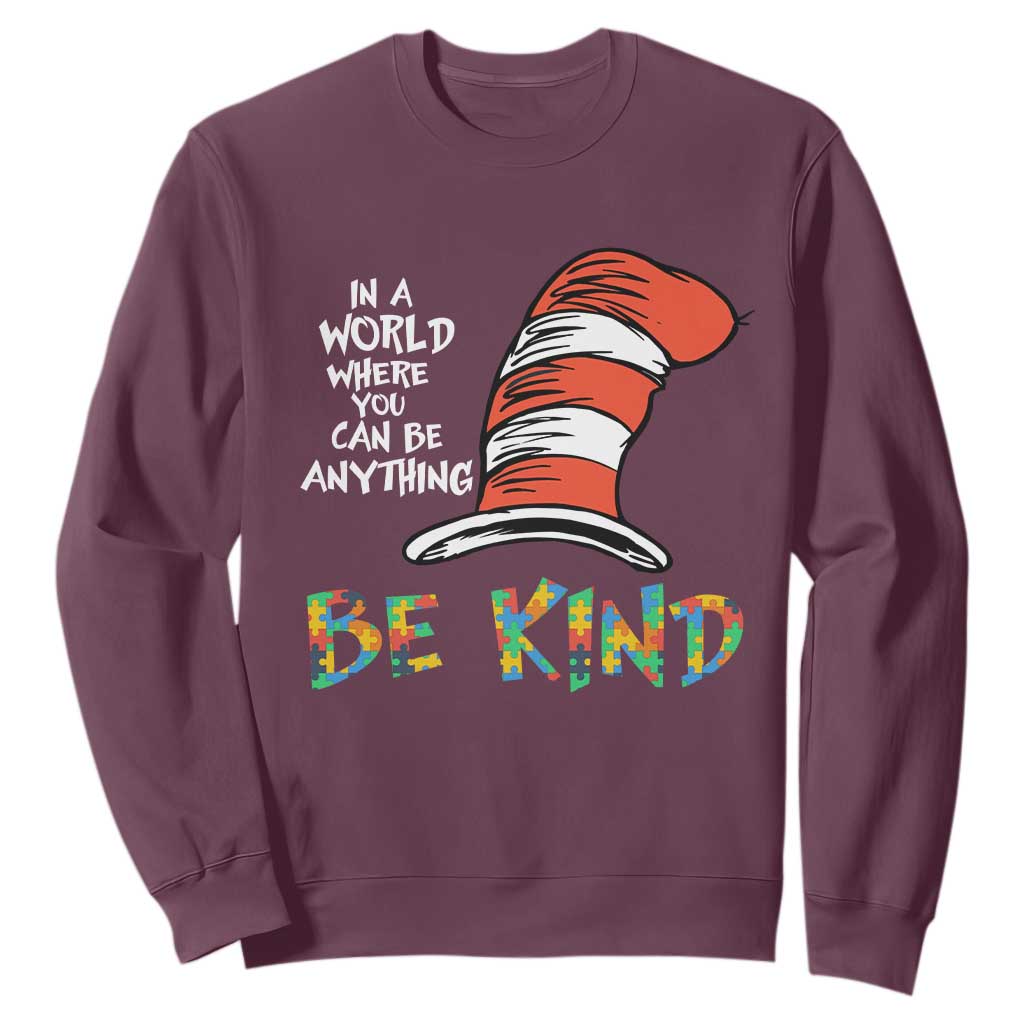 Autism Support Sweatshirt Why Fit In When You Were Born To Stand Out Cat In Hat