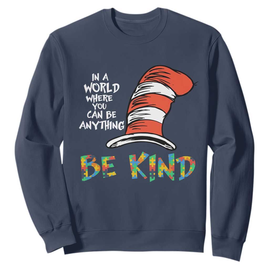 Autism Support Sweatshirt Why Fit In When You Were Born To Stand Out Cat In Hat