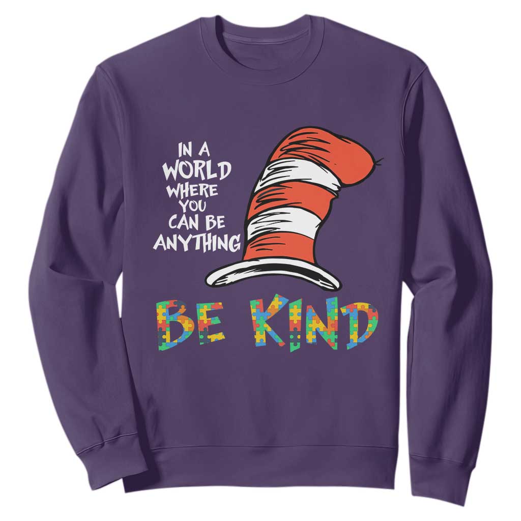 Autism Support Sweatshirt Why Fit In When You Were Born To Stand Out Cat In Hat