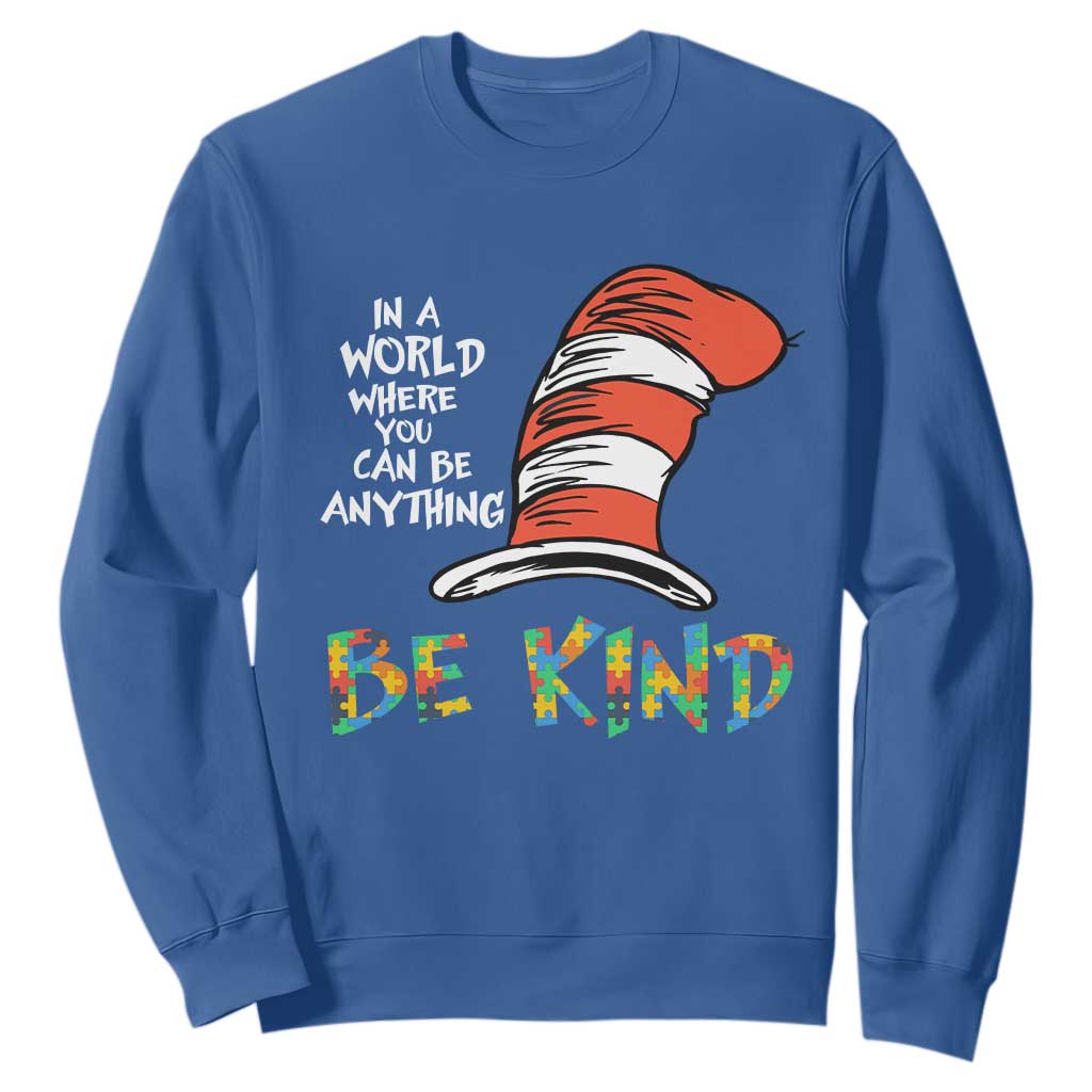Autism Support Sweatshirt Why Fit In When You Were Born To Stand Out Cat In Hat