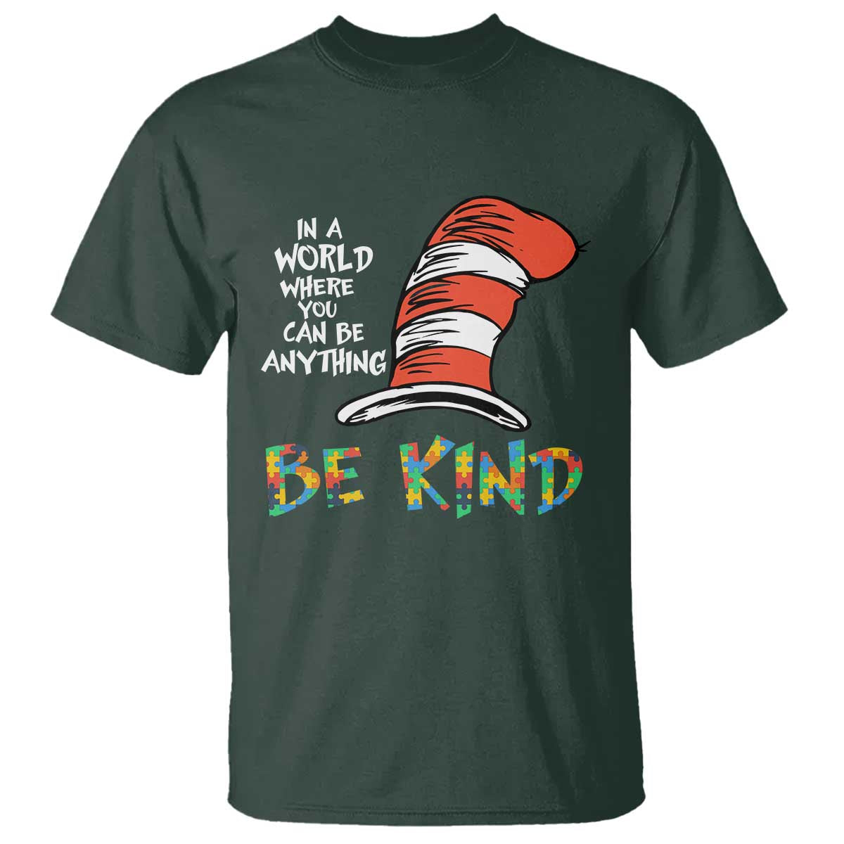 Autism Support T Shirt Why Fit In When You Were Born To Stand Out Cat In Hat
