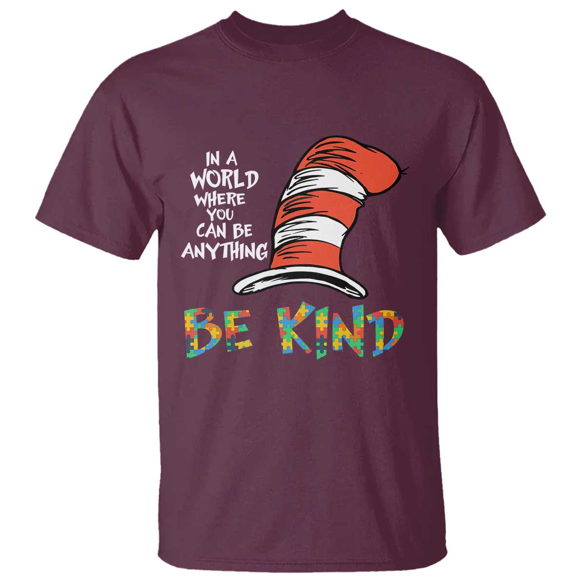 Autism Support T Shirt Why Fit In When You Were Born To Stand Out Cat In Hat