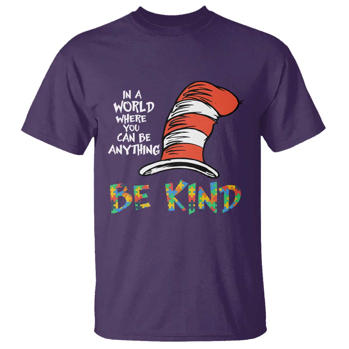 Autism Support T Shirt Why Fit In When You Were Born To Stand Out Cat In Hat