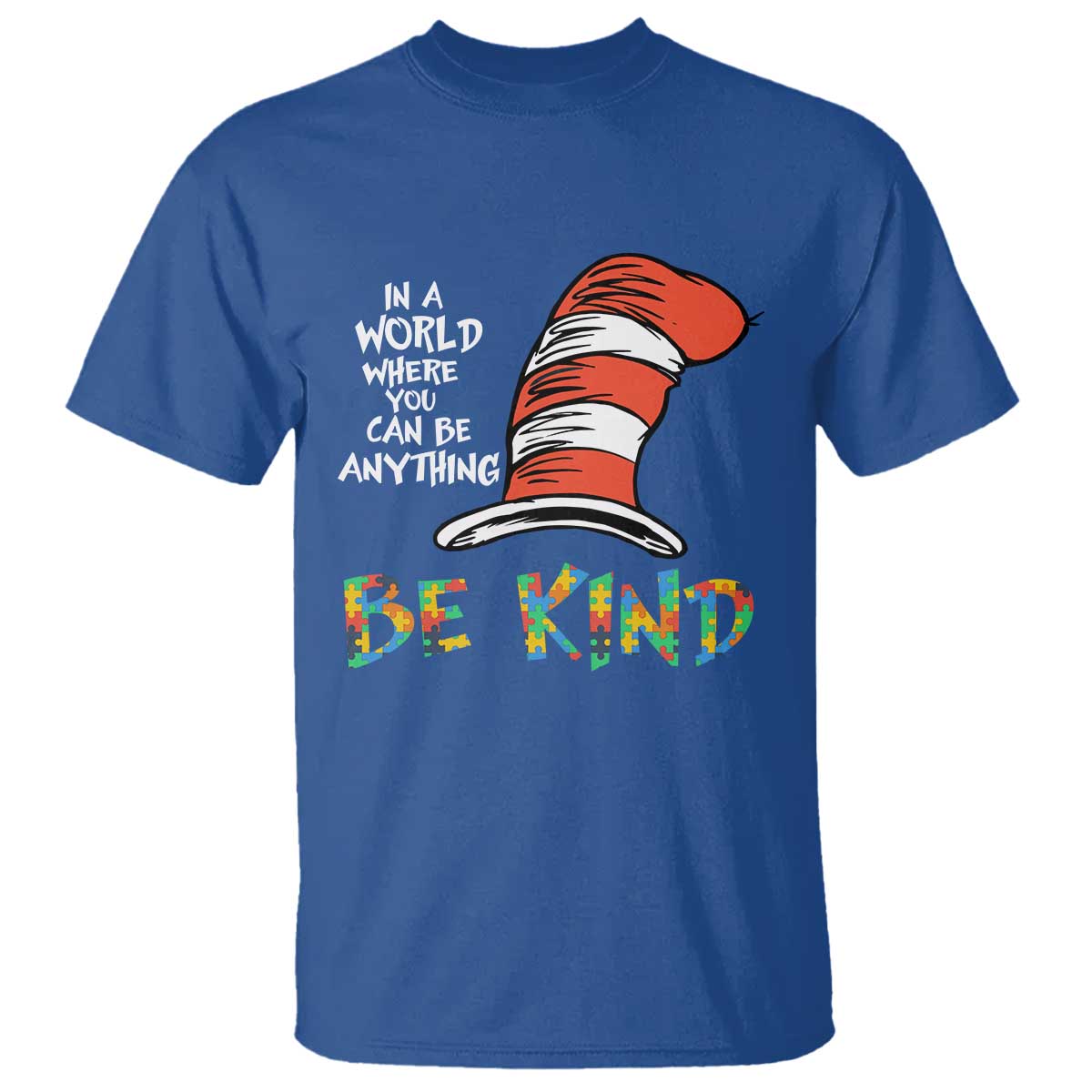 Autism Support T Shirt Why Fit In When You Were Born To Stand Out Cat In Hat