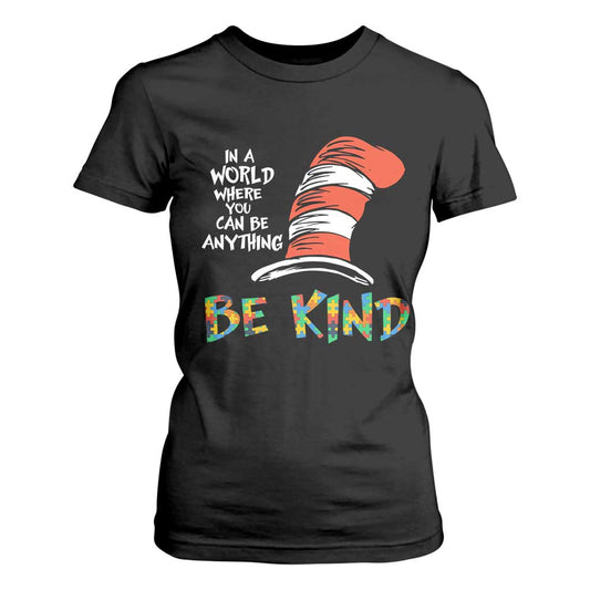 Autism Support T Shirt For Women Why Fit In When You Were Born To Stand Out Cat In Hat