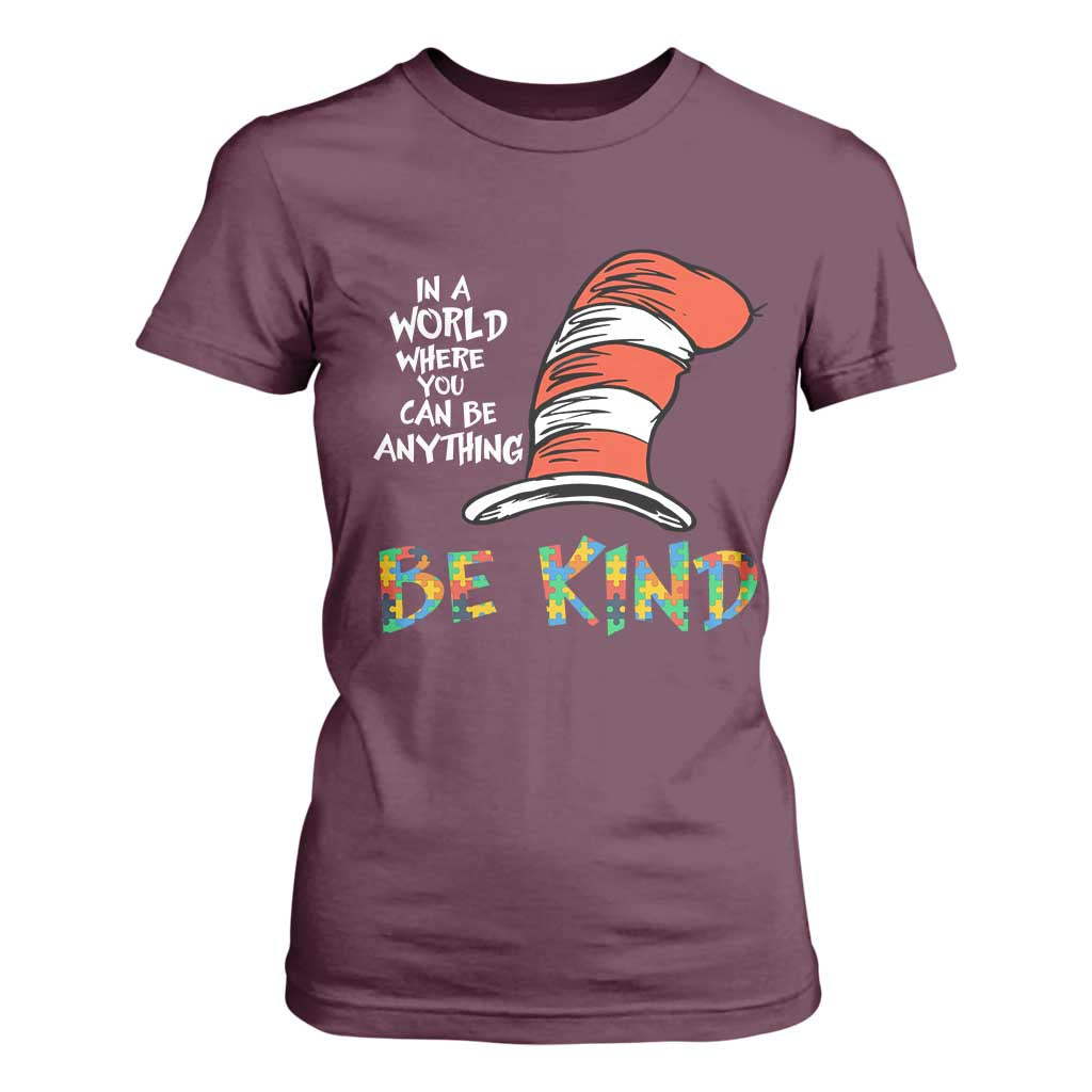 Autism Support T Shirt For Women Why Fit In When You Were Born To Stand Out Cat In Hat