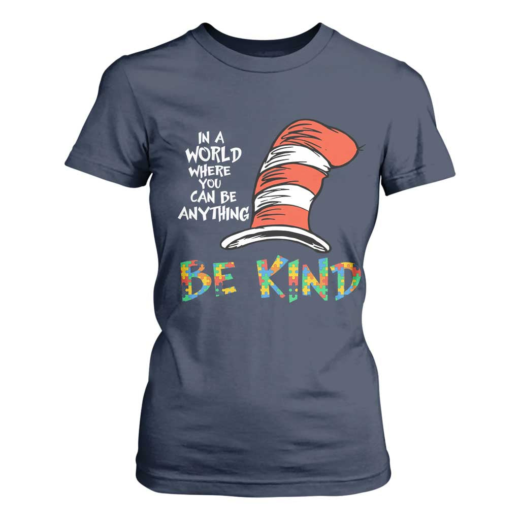 Autism Support T Shirt For Women Why Fit In When You Were Born To Stand Out Cat In Hat