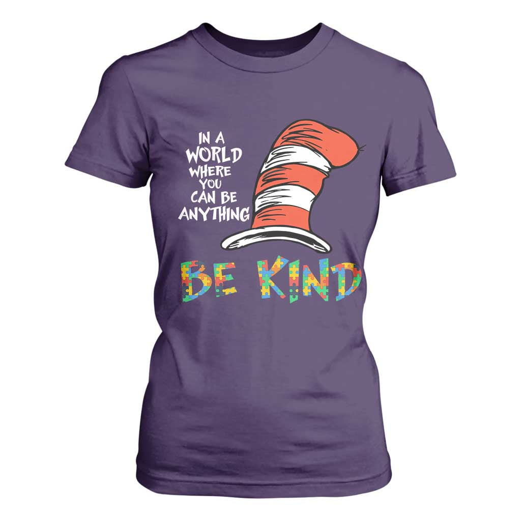 Autism Support T Shirt For Women Why Fit In When You Were Born To Stand Out Cat In Hat