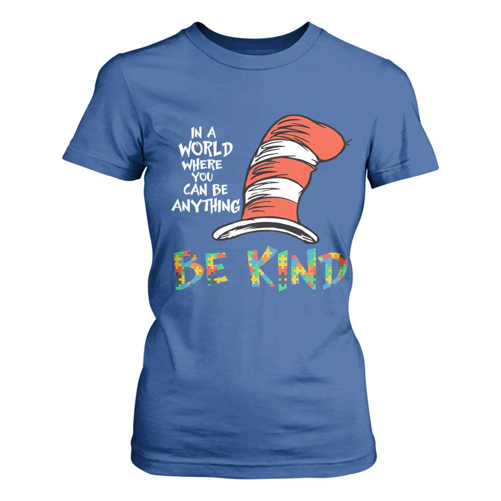 Autism Support T Shirt For Women Why Fit In When You Were Born To Stand Out Cat In Hat