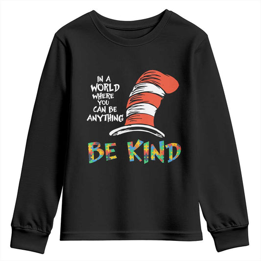 Autism Support Youth Sweatshirt Why Fit In When You Were Born To Stand Out Cat In Hat