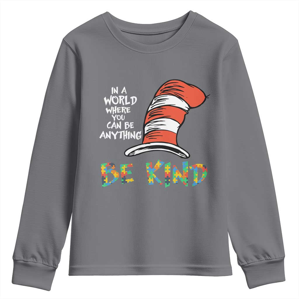 Autism Support Youth Sweatshirt Why Fit In When You Were Born To Stand Out Cat In Hat