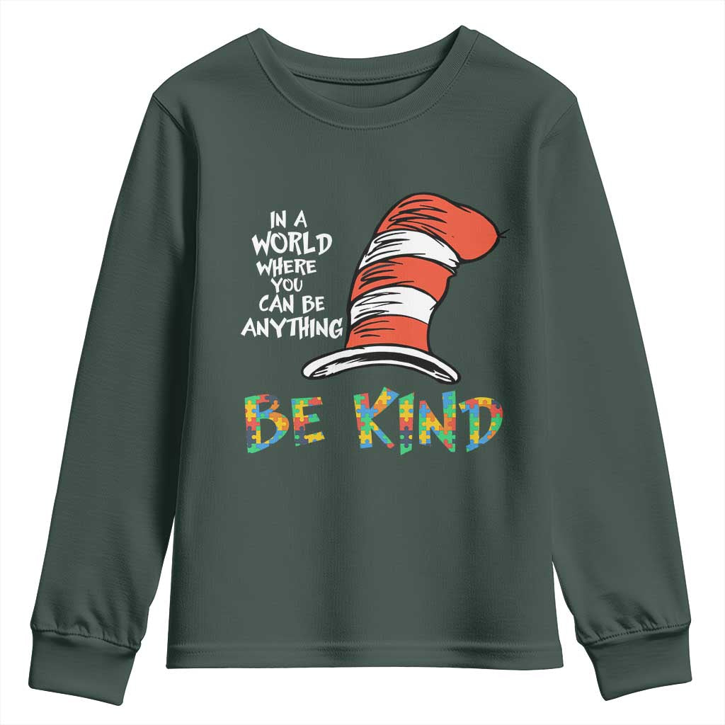Autism Support Youth Sweatshirt Why Fit In When You Were Born To Stand Out Cat In Hat