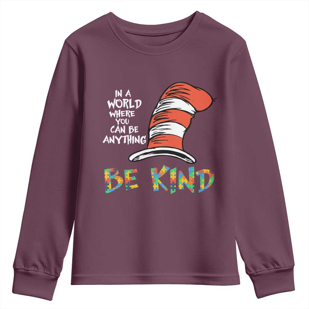 Autism Support Youth Sweatshirt Why Fit In When You Were Born To Stand Out Cat In Hat