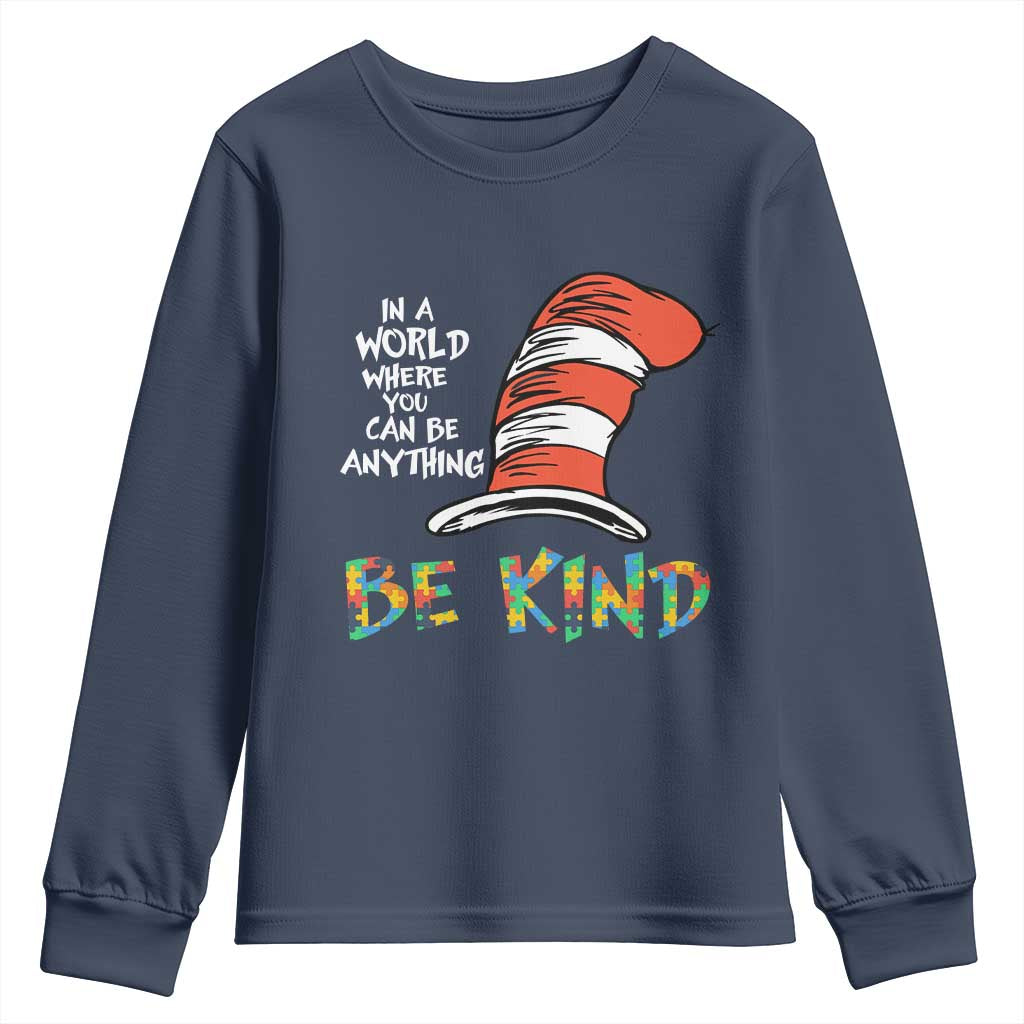 Autism Support Youth Sweatshirt Why Fit In When You Were Born To Stand Out Cat In Hat