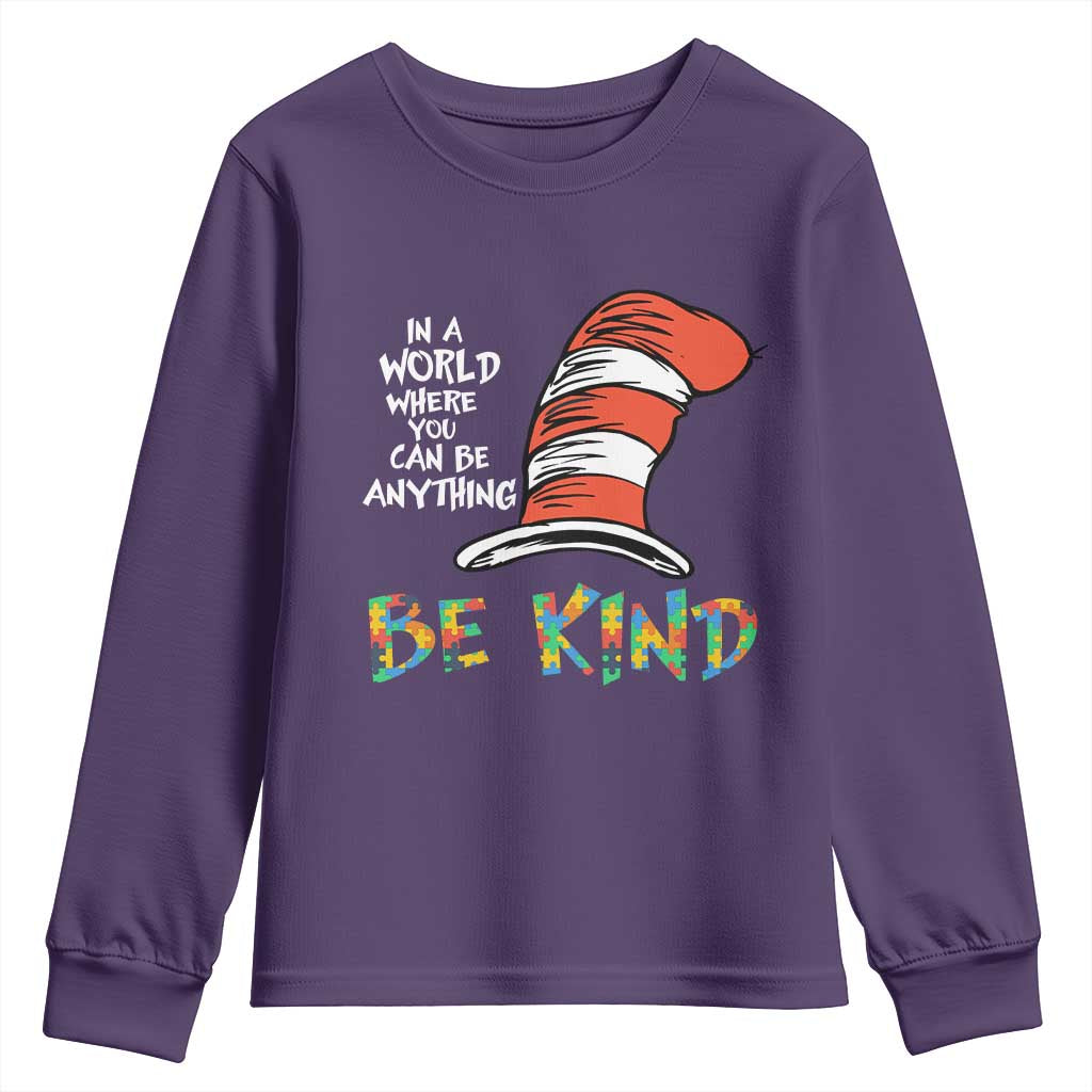 Autism Support Youth Sweatshirt Why Fit In When You Were Born To Stand Out Cat In Hat