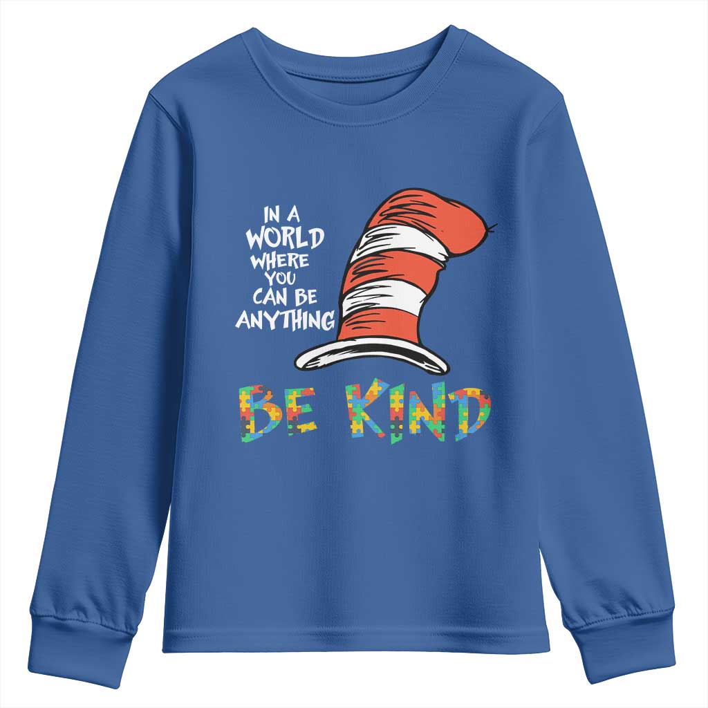 Autism Support Youth Sweatshirt Why Fit In When You Were Born To Stand Out Cat In Hat