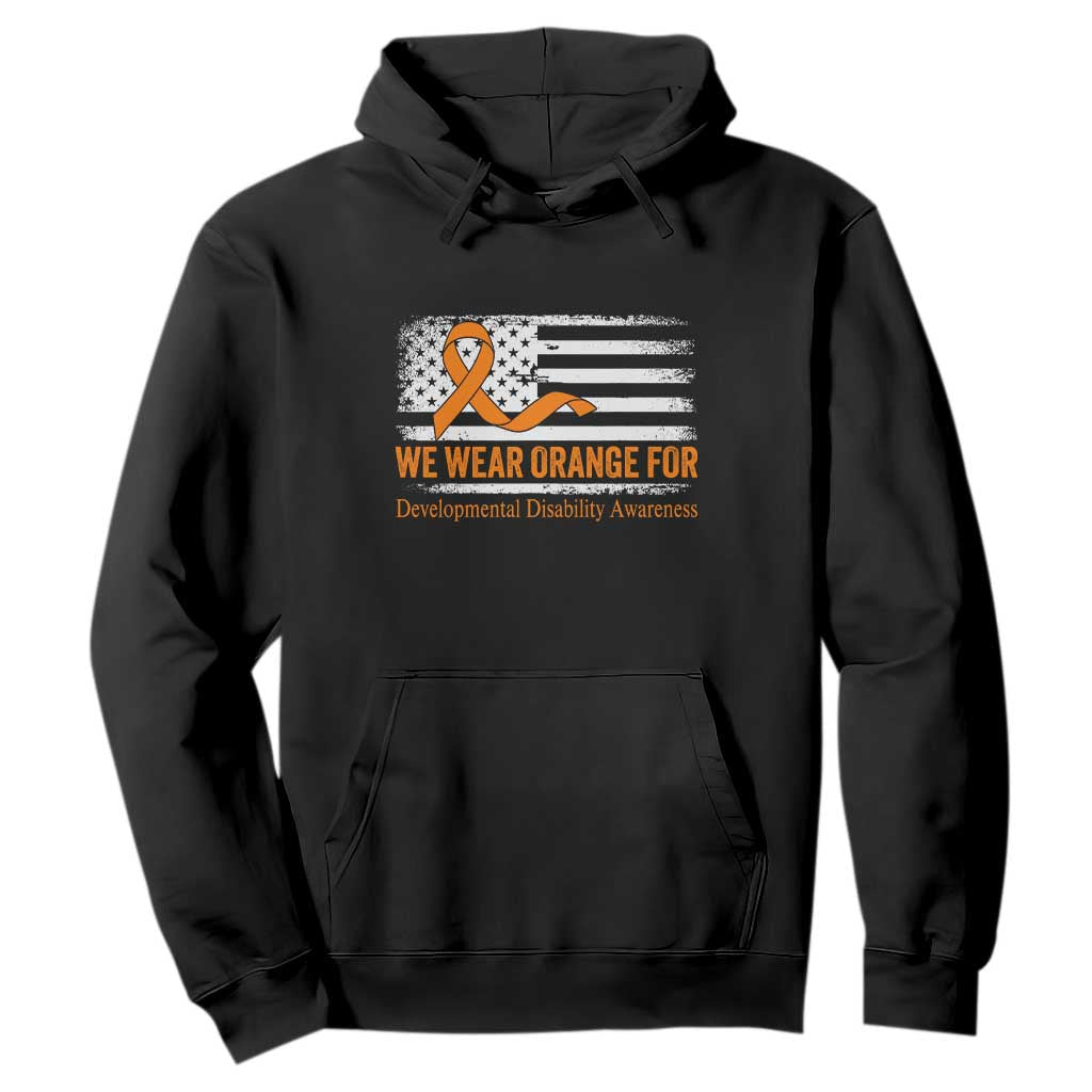 Developmental Disability Support Hoodie US American Flag We Wear Orange