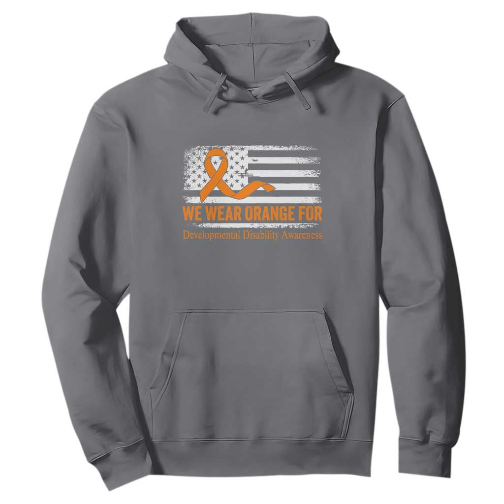 Developmental Disability Support Hoodie US American Flag We Wear Orange