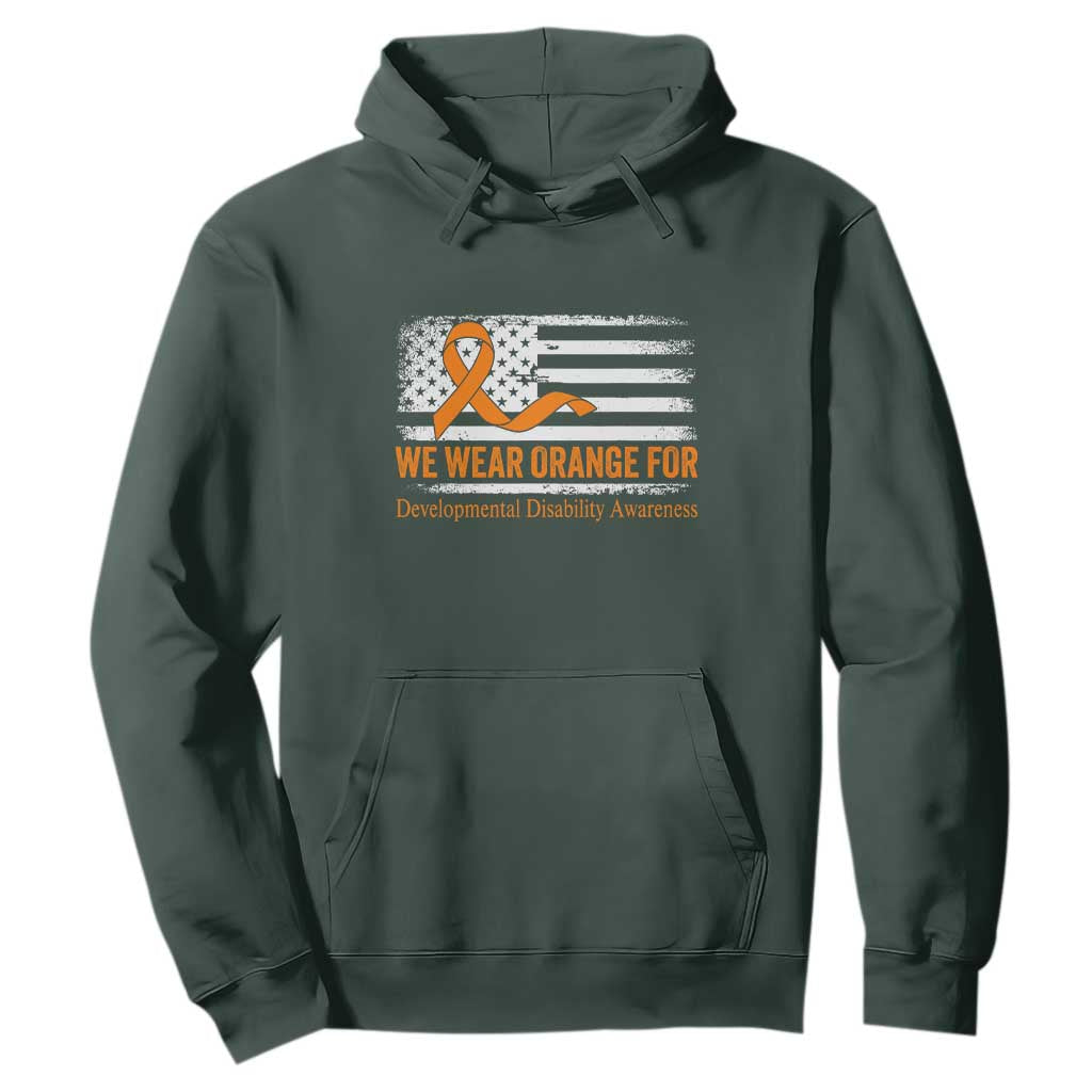 Developmental Disability Support Hoodie US American Flag We Wear Orange