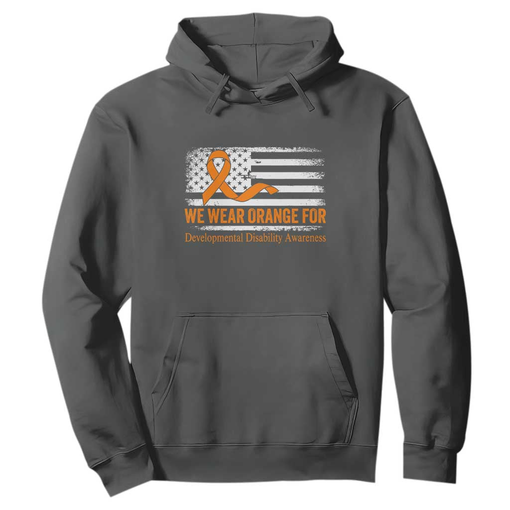 Developmental Disability Support Hoodie US American Flag We Wear Orange