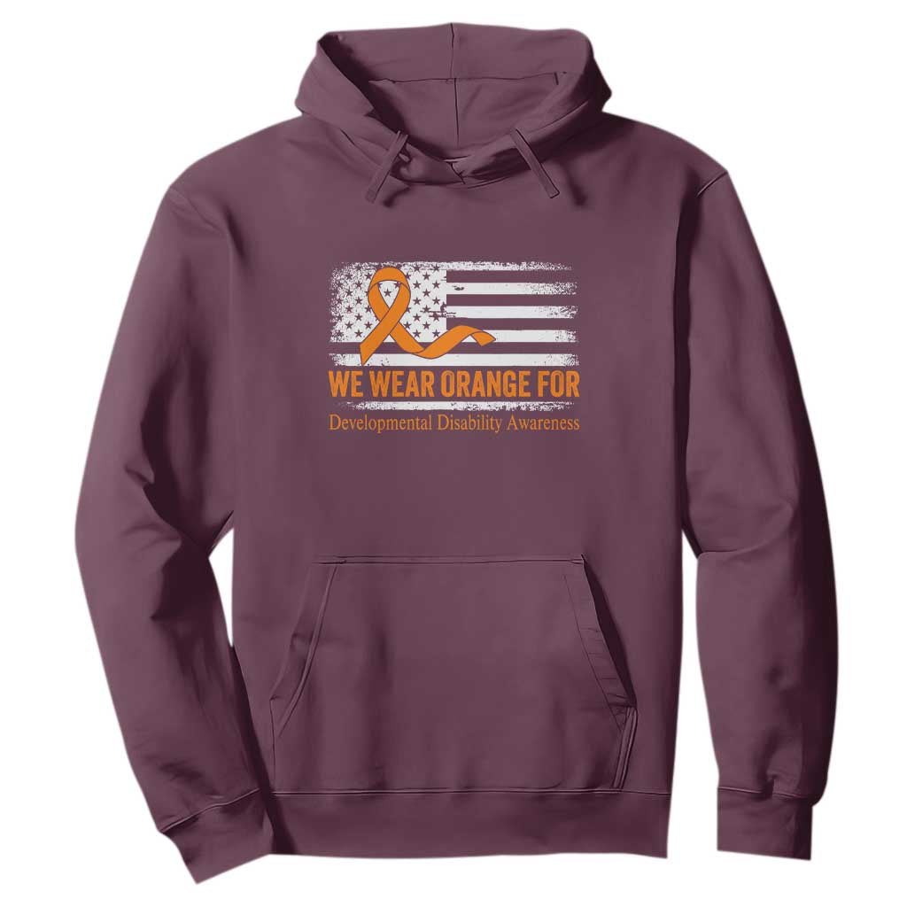 Developmental Disability Support Hoodie US American Flag We Wear Orange