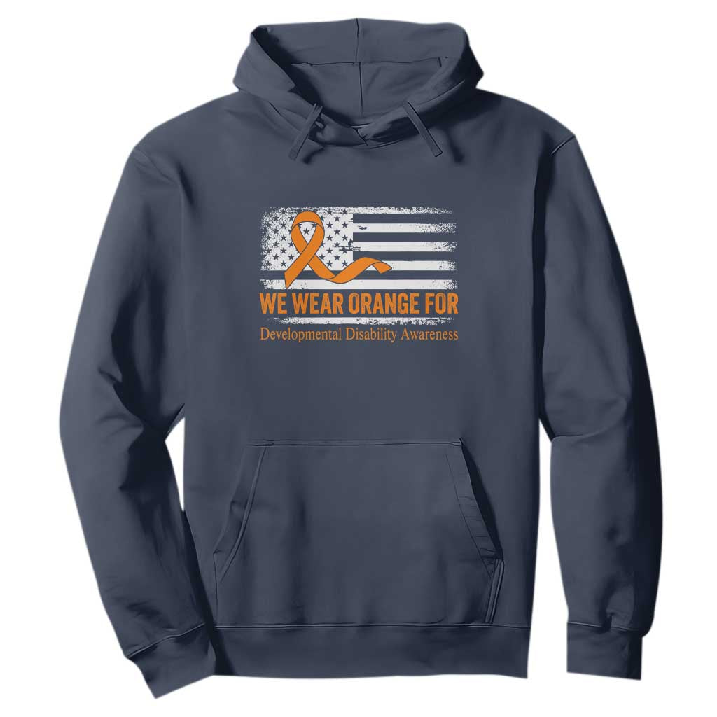 Developmental Disability Support Hoodie US American Flag We Wear Orange