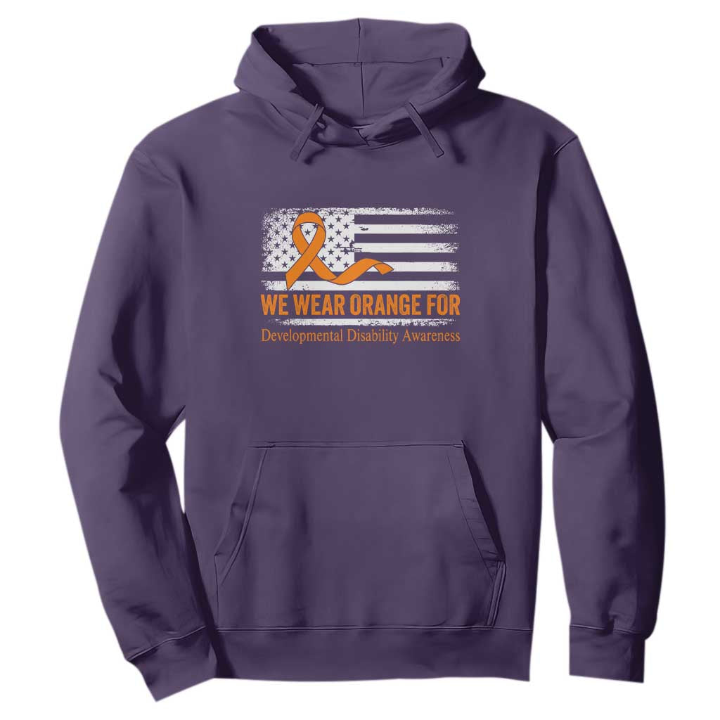 Developmental Disability Support Hoodie US American Flag We Wear Orange
