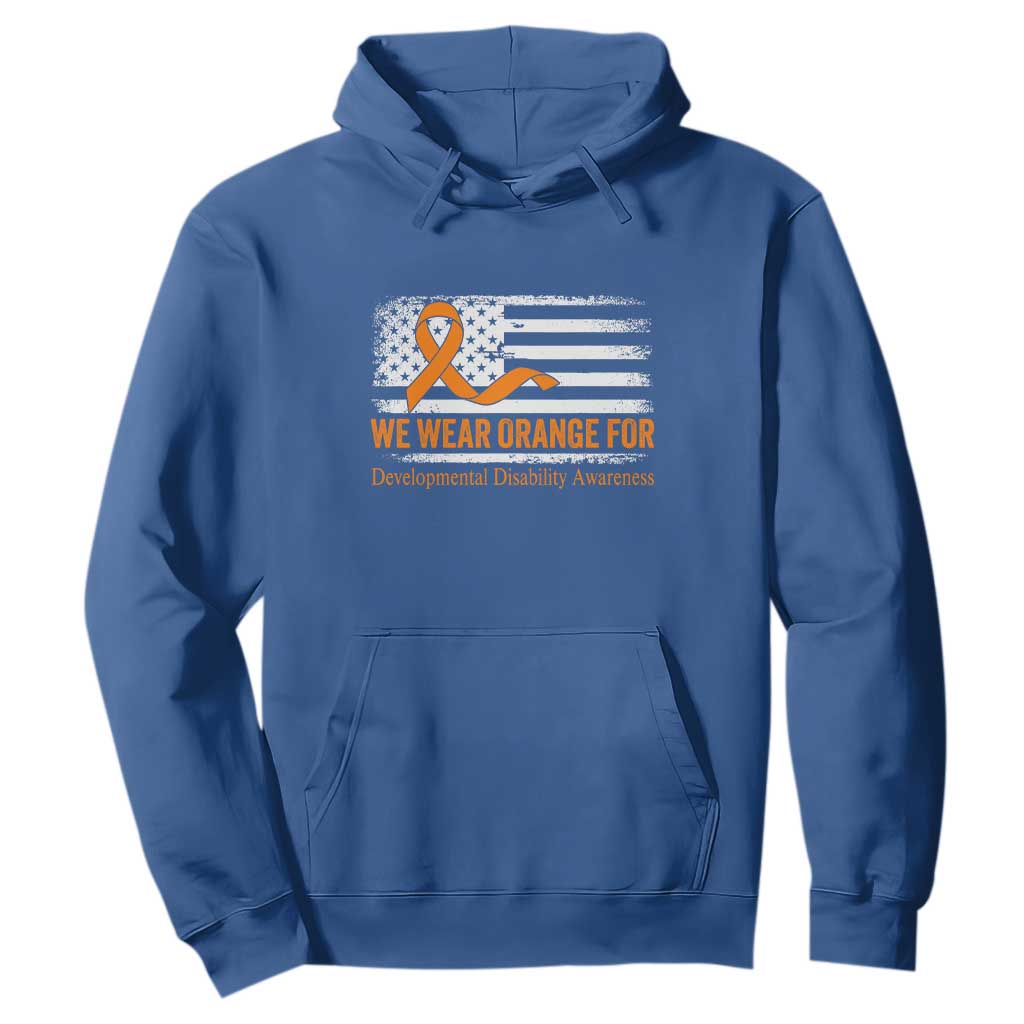 Developmental Disability Support Hoodie US American Flag We Wear Orange