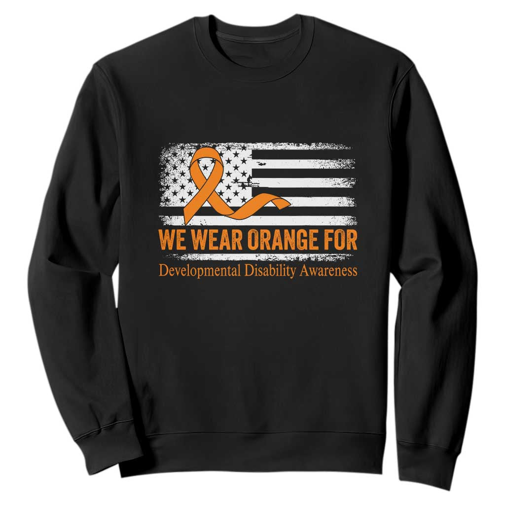 Developmental Disability Support Sweatshirt US American Flag We Wear Orange