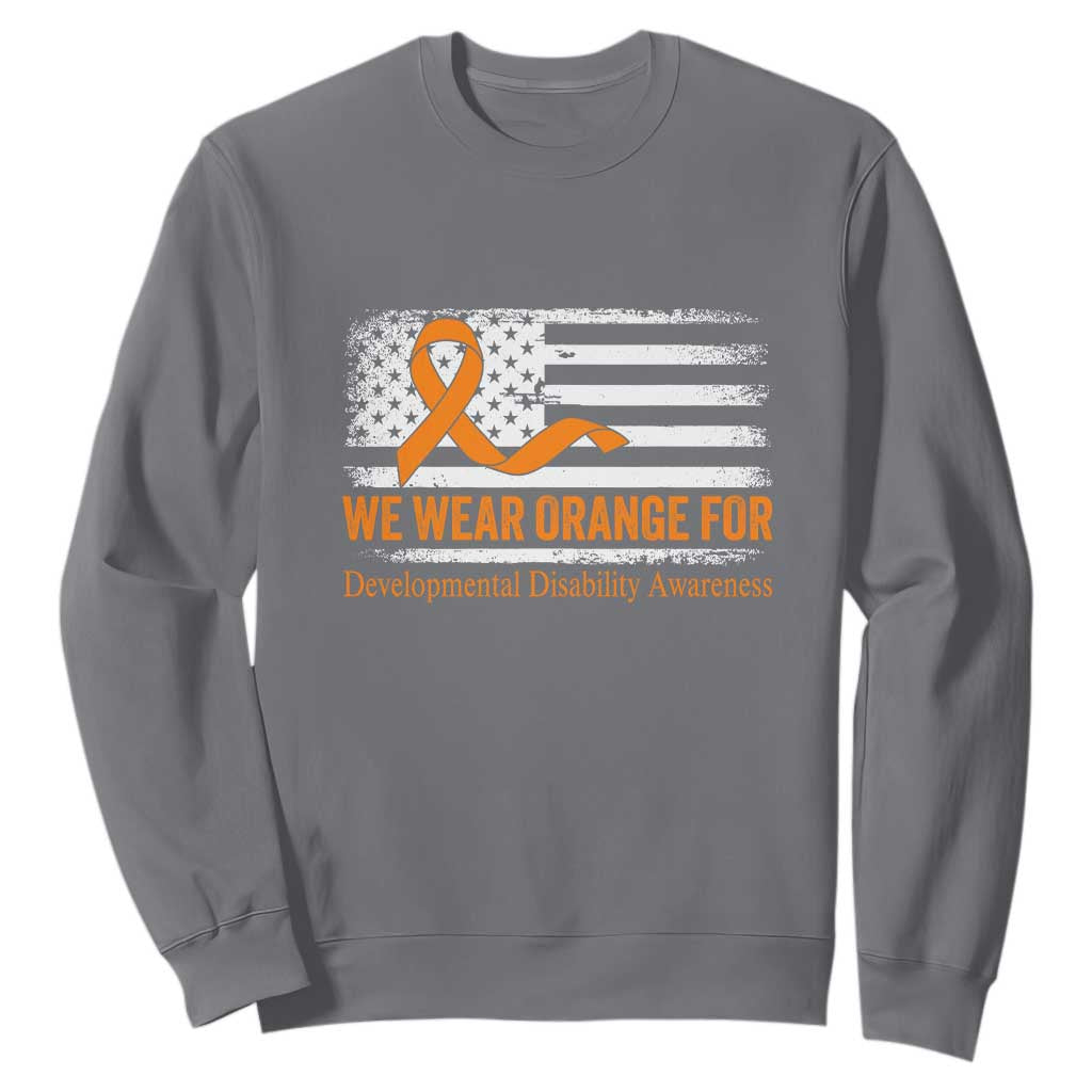 Developmental Disability Support Sweatshirt US American Flag We Wear Orange