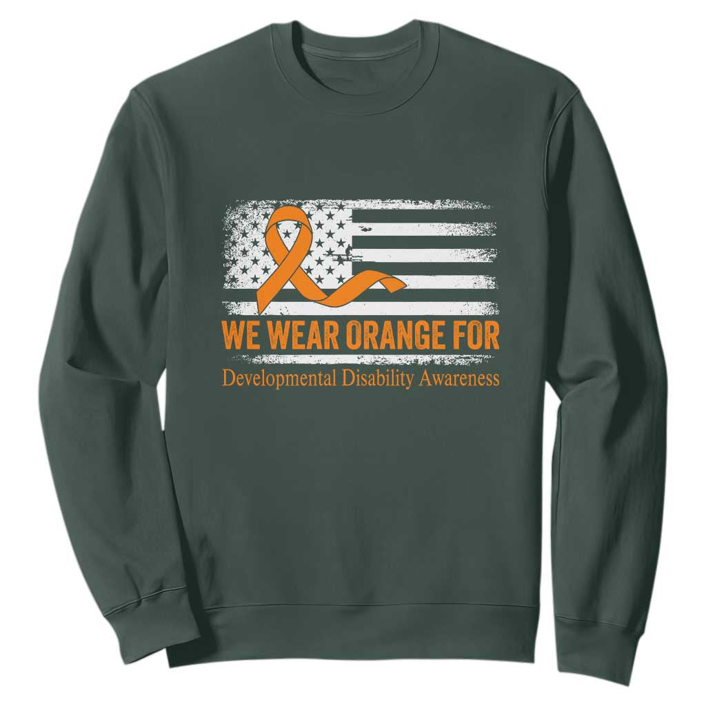 Developmental Disability Support Sweatshirt US American Flag We Wear Orange