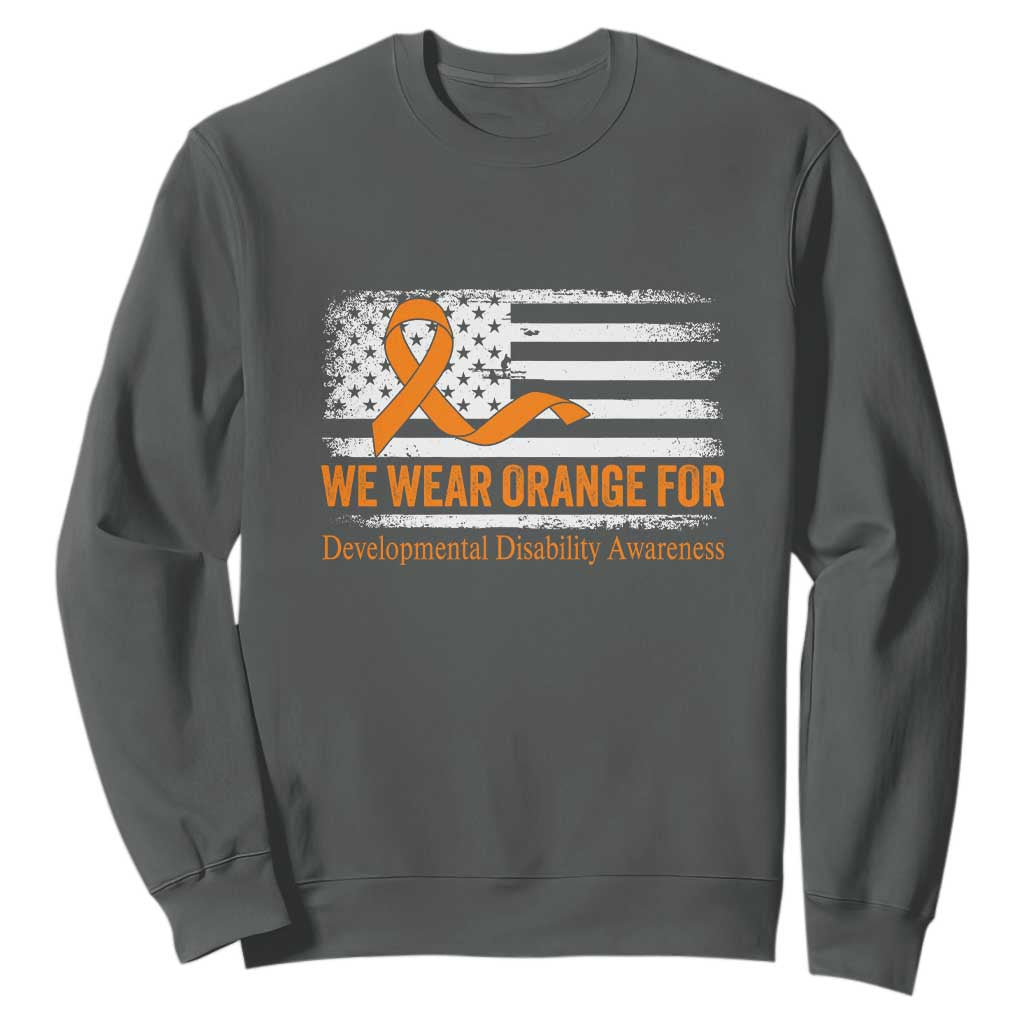 Developmental Disability Support Sweatshirt US American Flag We Wear Orange