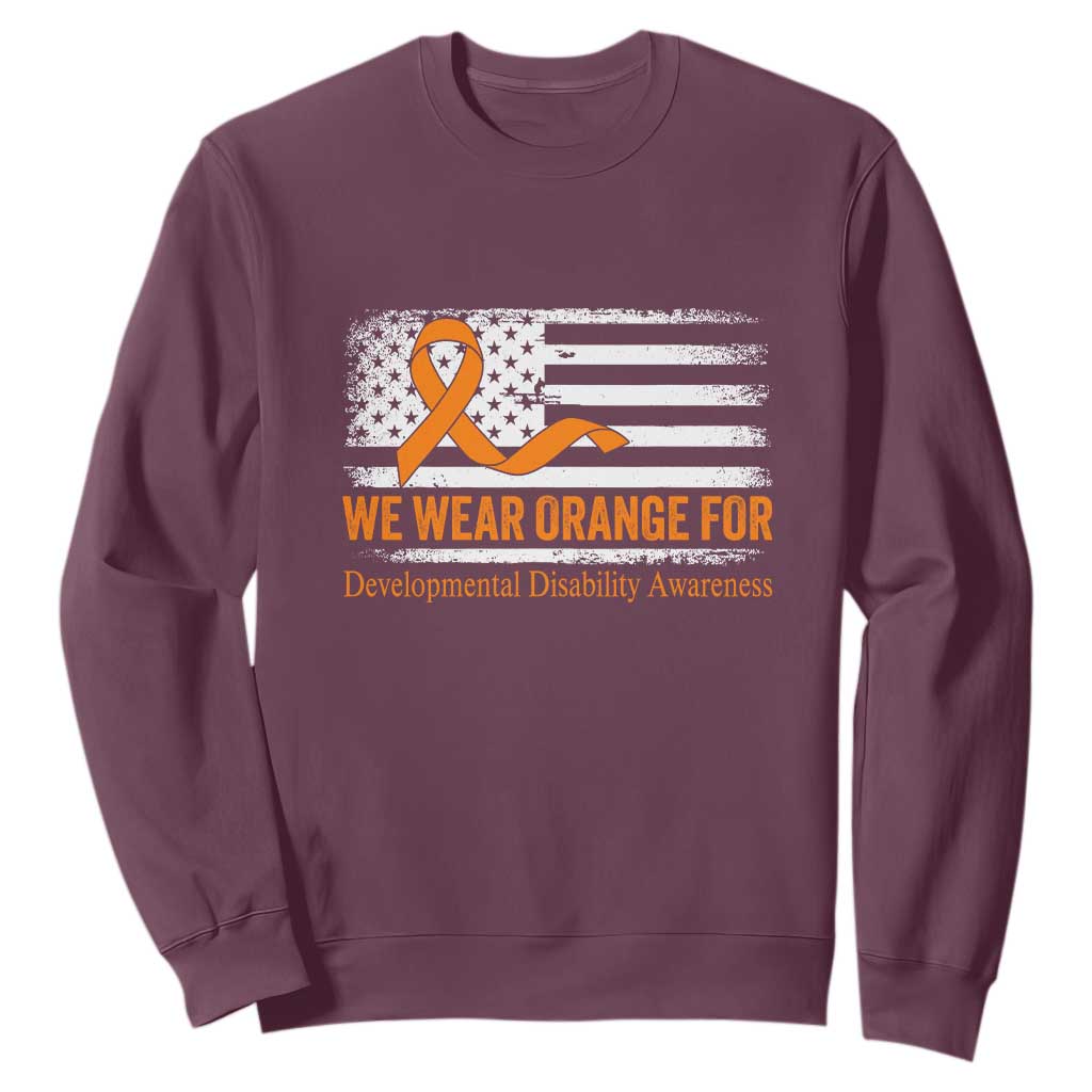 Developmental Disability Support Sweatshirt US American Flag We Wear Orange
