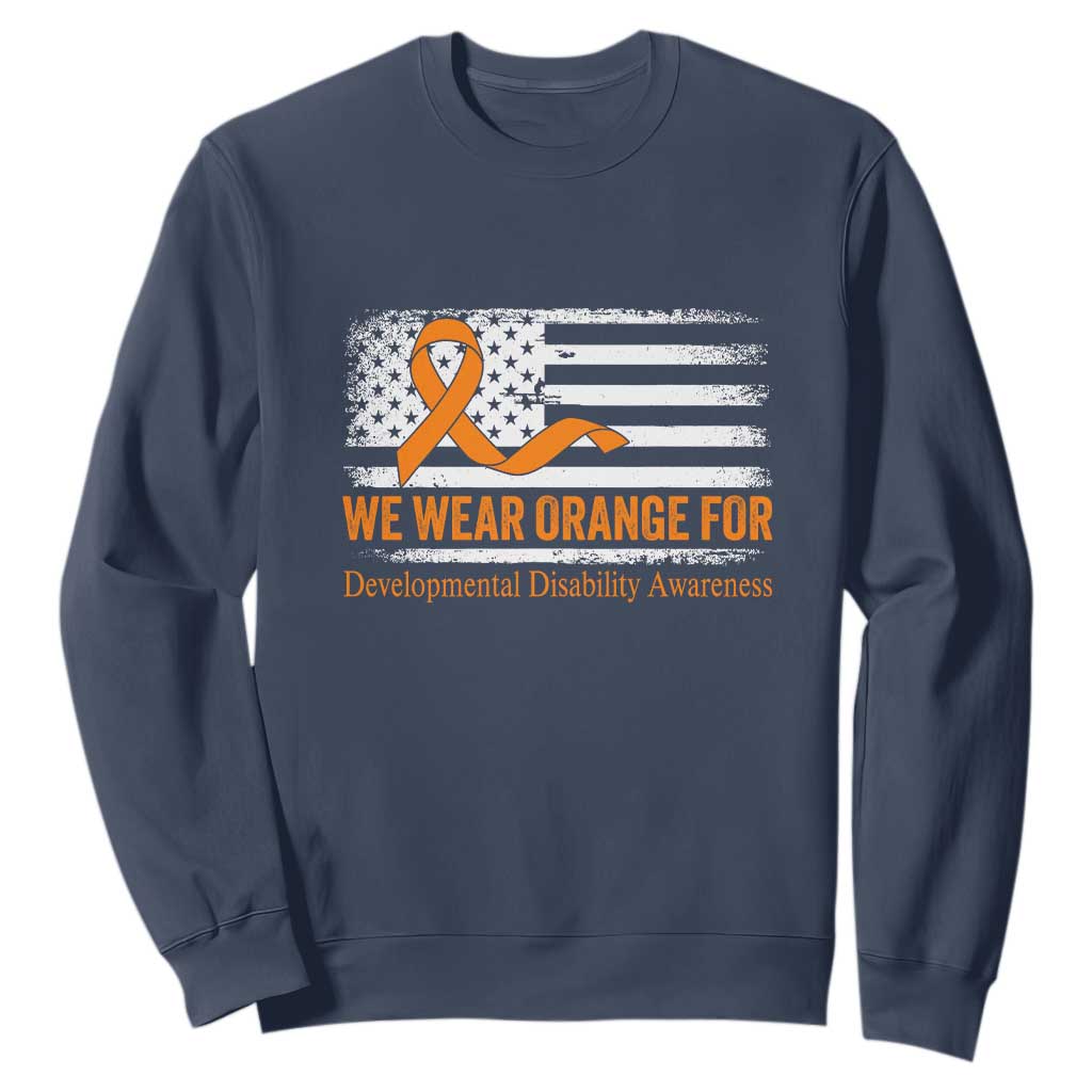 Developmental Disability Support Sweatshirt US American Flag We Wear Orange