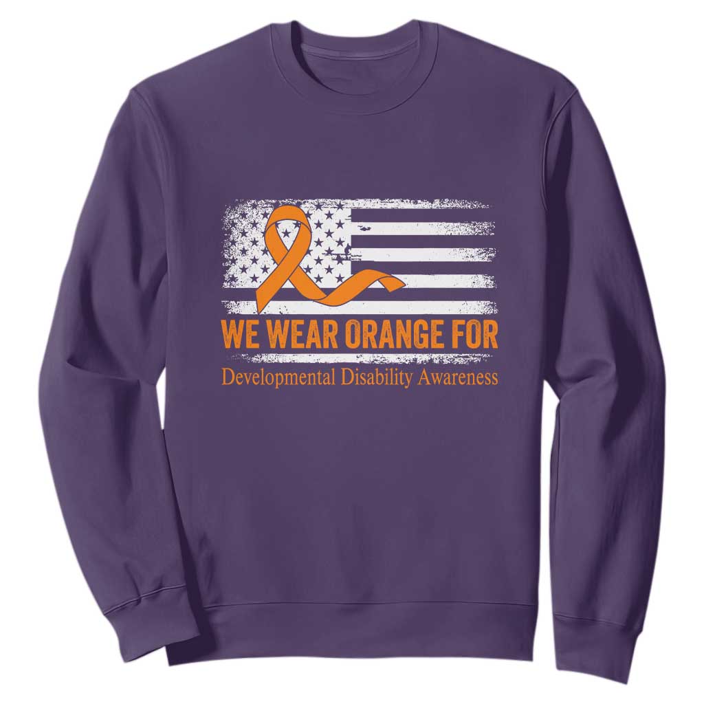 Developmental Disability Support Sweatshirt US American Flag We Wear Orange