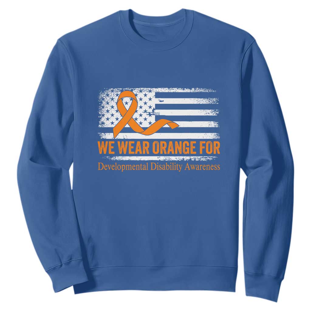 Developmental Disability Support Sweatshirt US American Flag We Wear Orange