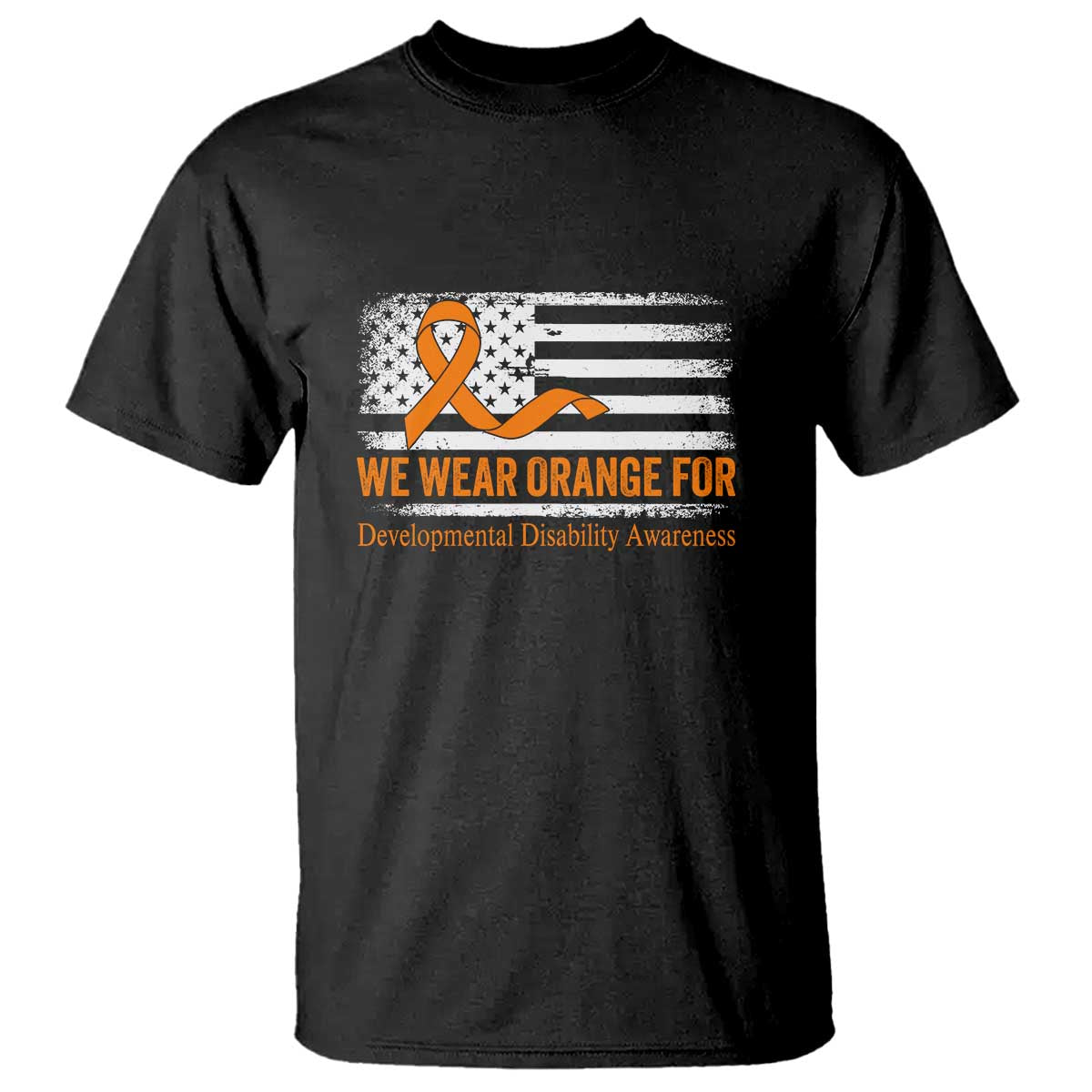 Developmental Disability Support T Shirt US American Flag We Wear Orange