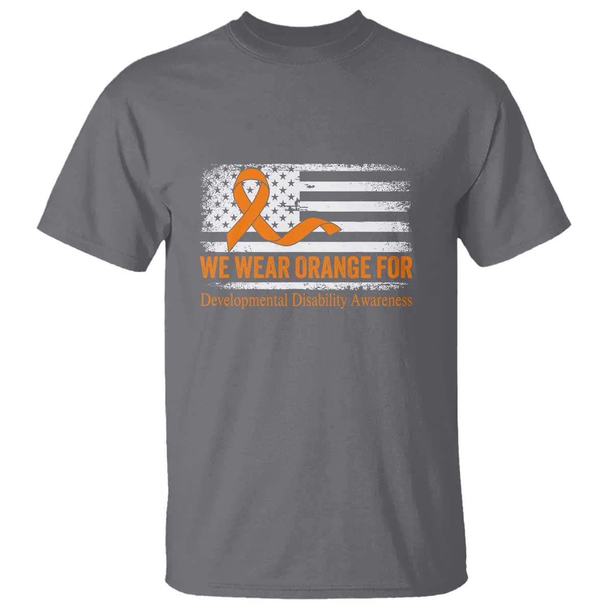 Developmental Disability Support T Shirt US American Flag We Wear Orange