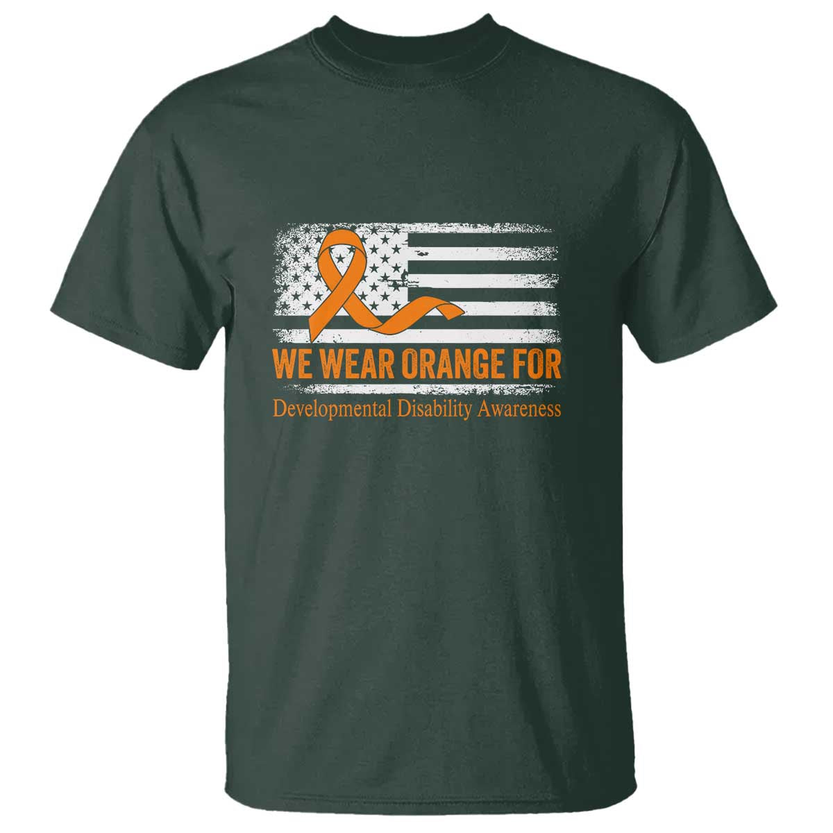 Developmental Disability Support T Shirt US American Flag We Wear Orange