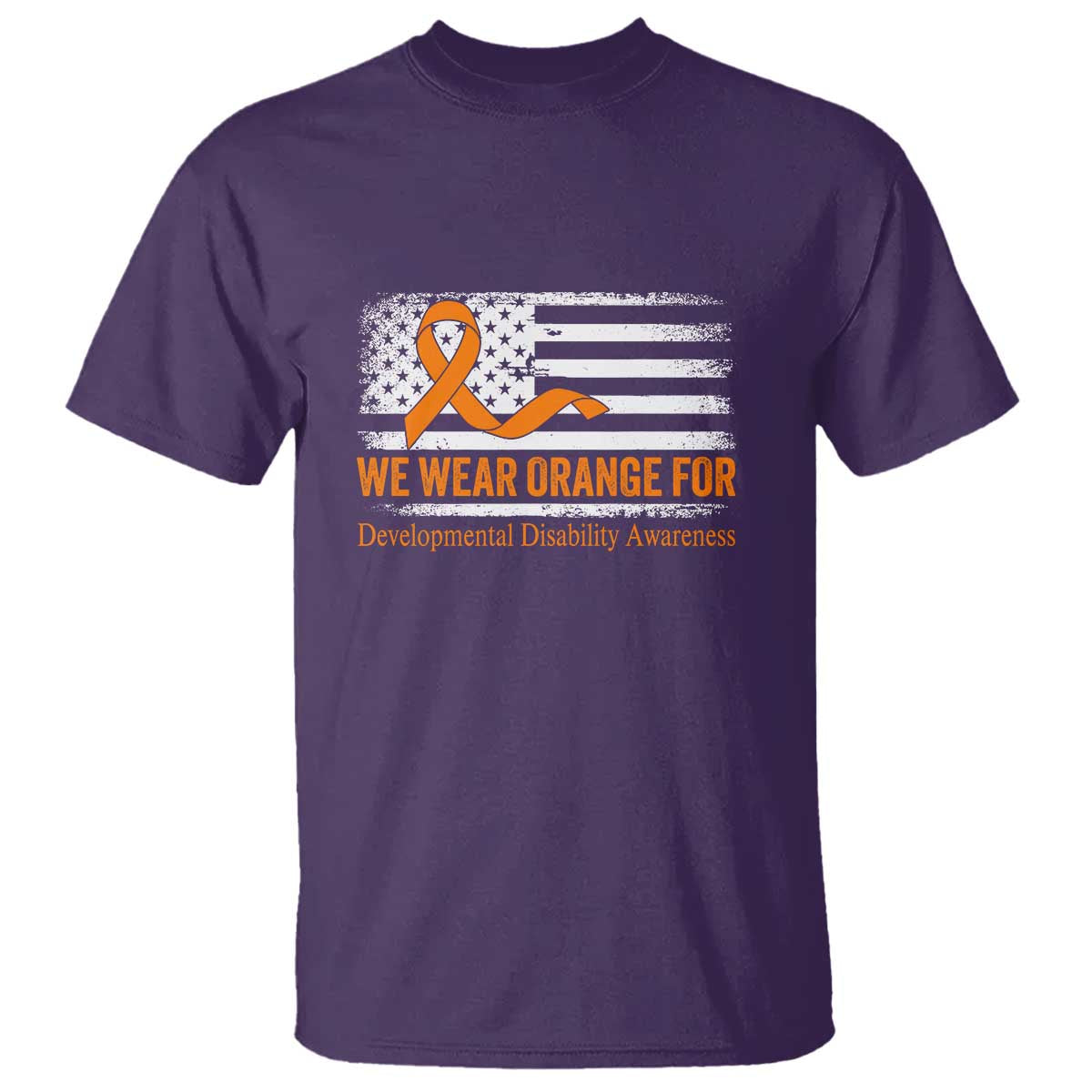 Developmental Disability Support T Shirt US American Flag We Wear Orange