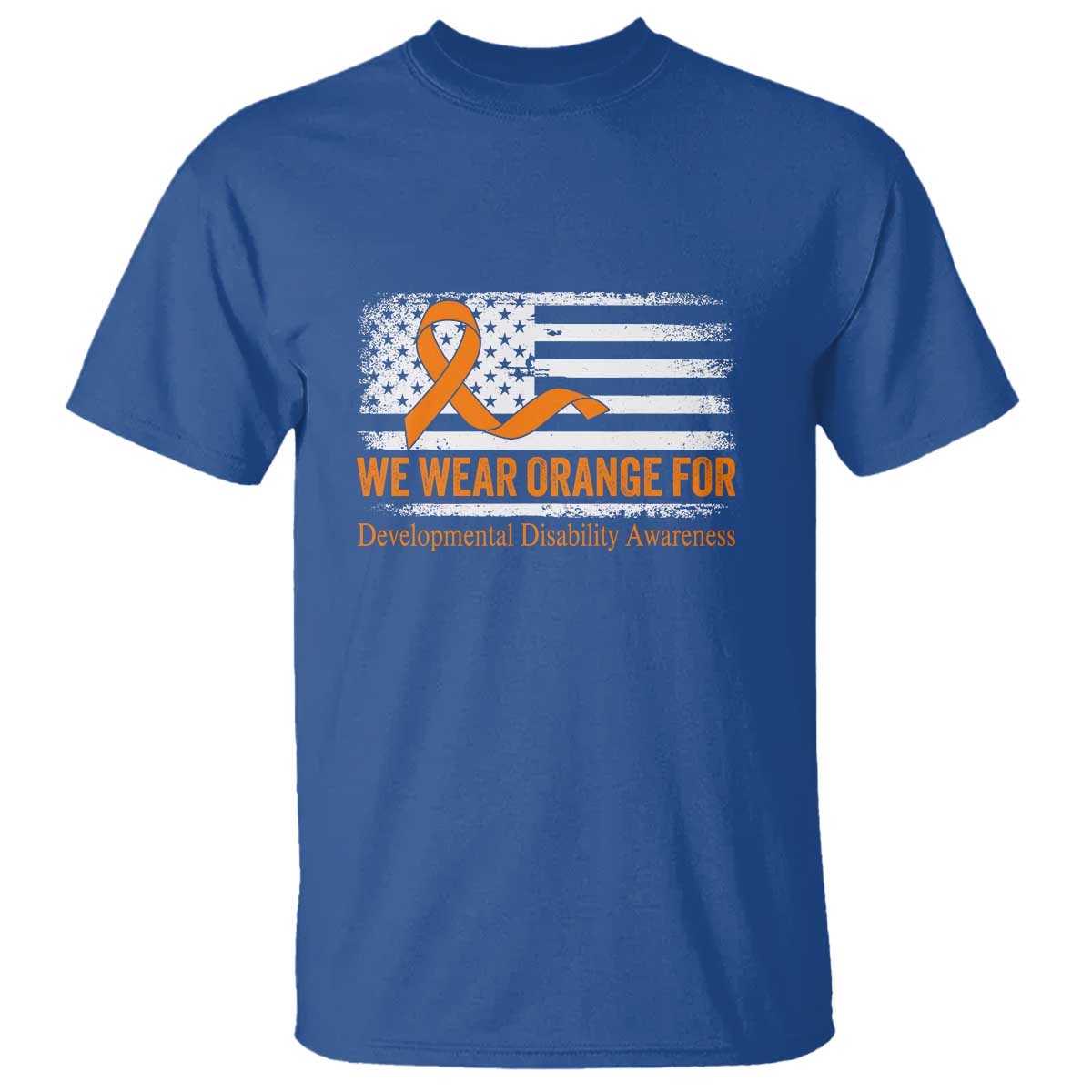 Developmental Disability Support T Shirt US American Flag We Wear Orange