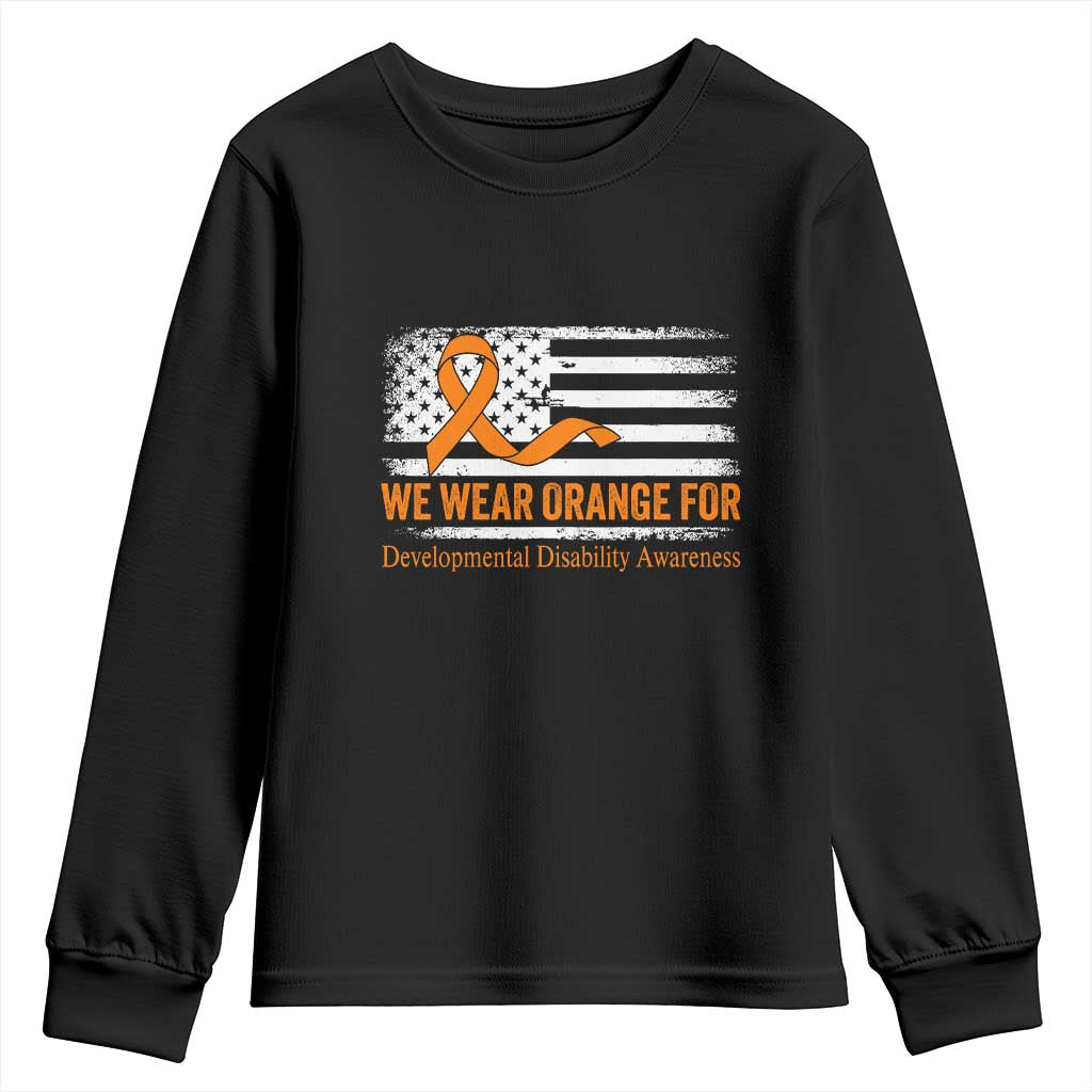 Developmental Disability Support Youth Sweatshirt US American Flag We Wear Orange