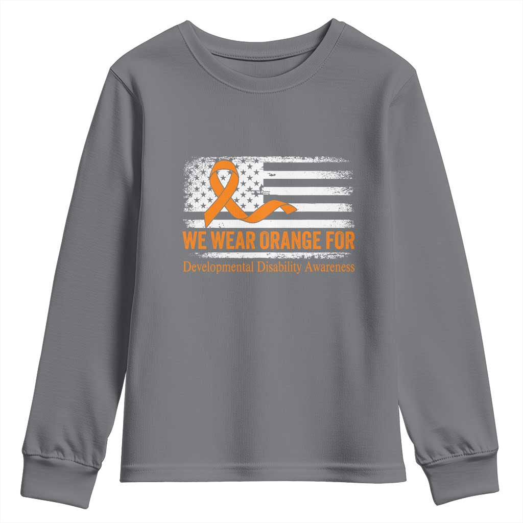 Developmental Disability Support Youth Sweatshirt US American Flag We Wear Orange