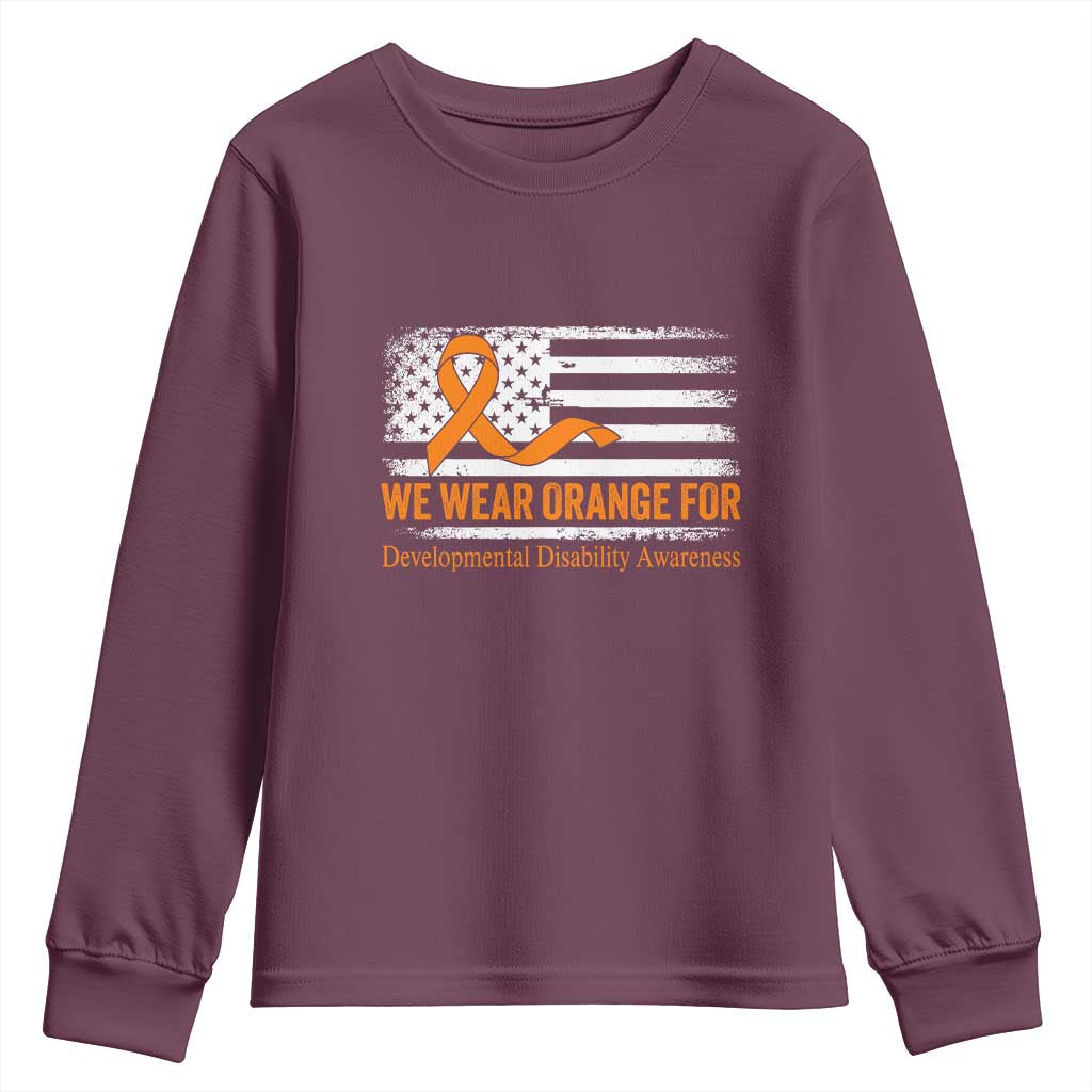 Developmental Disability Support Youth Sweatshirt US American Flag We Wear Orange