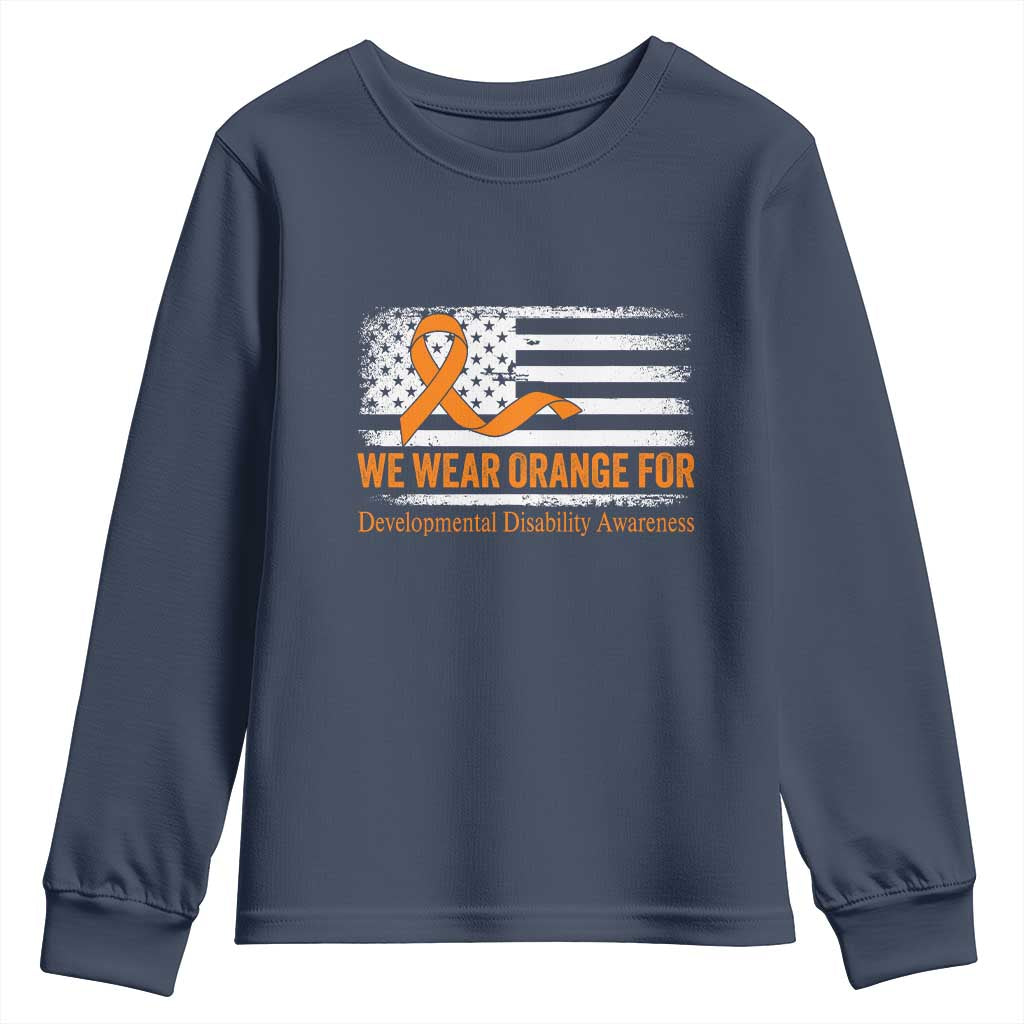 Developmental Disability Support Youth Sweatshirt US American Flag We Wear Orange