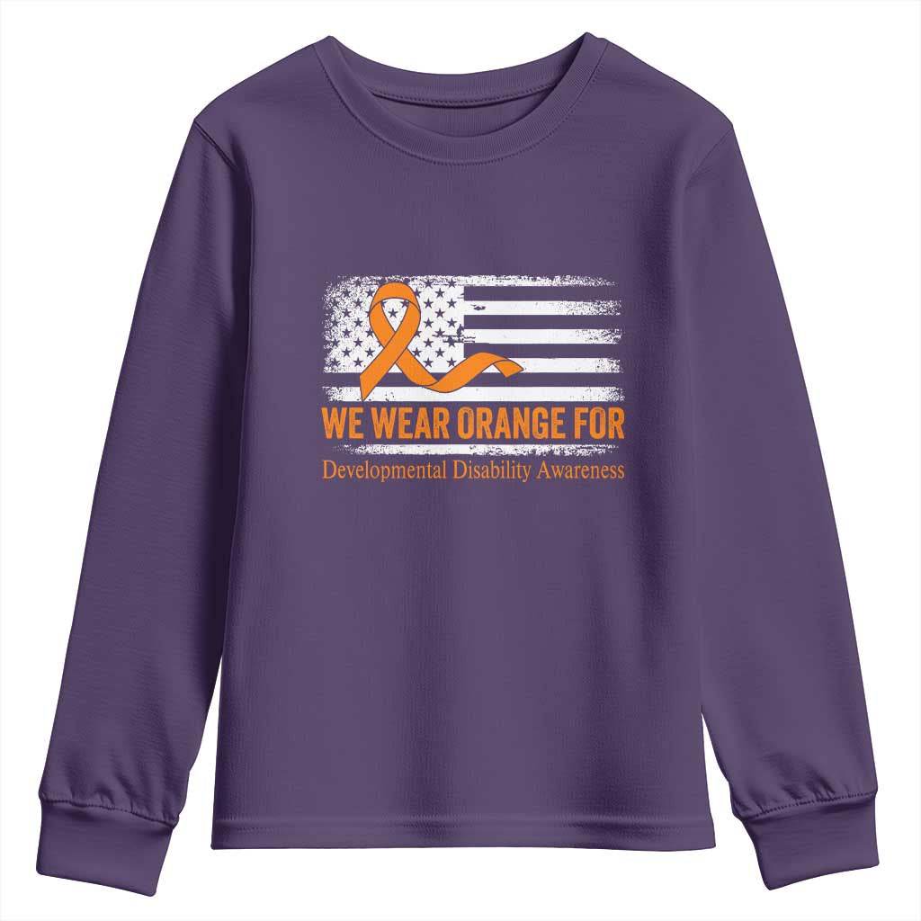 Developmental Disability Support Youth Sweatshirt US American Flag We Wear Orange