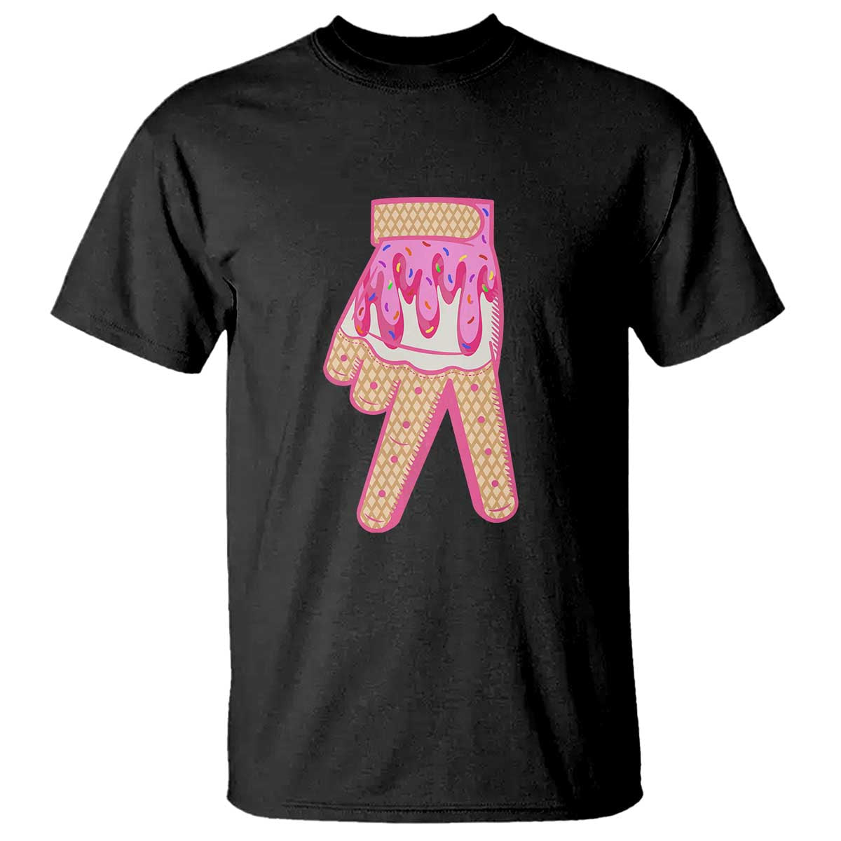 pink-ice-cream-baseball-glove-sprinkles-drip-t-shirt-funny-v-sign